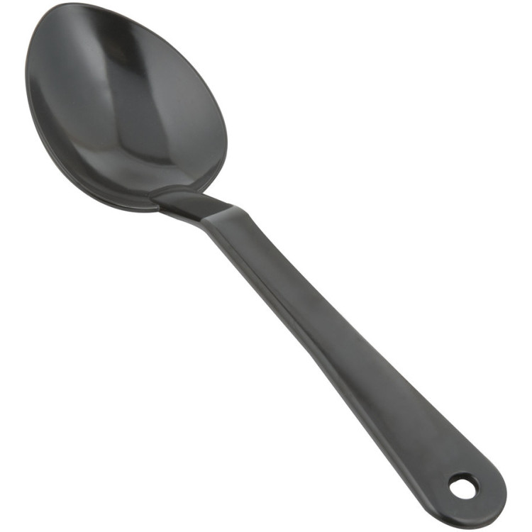 11" Buffet Catering Solid Serving Spoon Black Polycarbonate- CESSPC11
