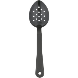 11" Buffet Catering Perforated Serving Spoon Black Polycarbonate- CESSPC11P
