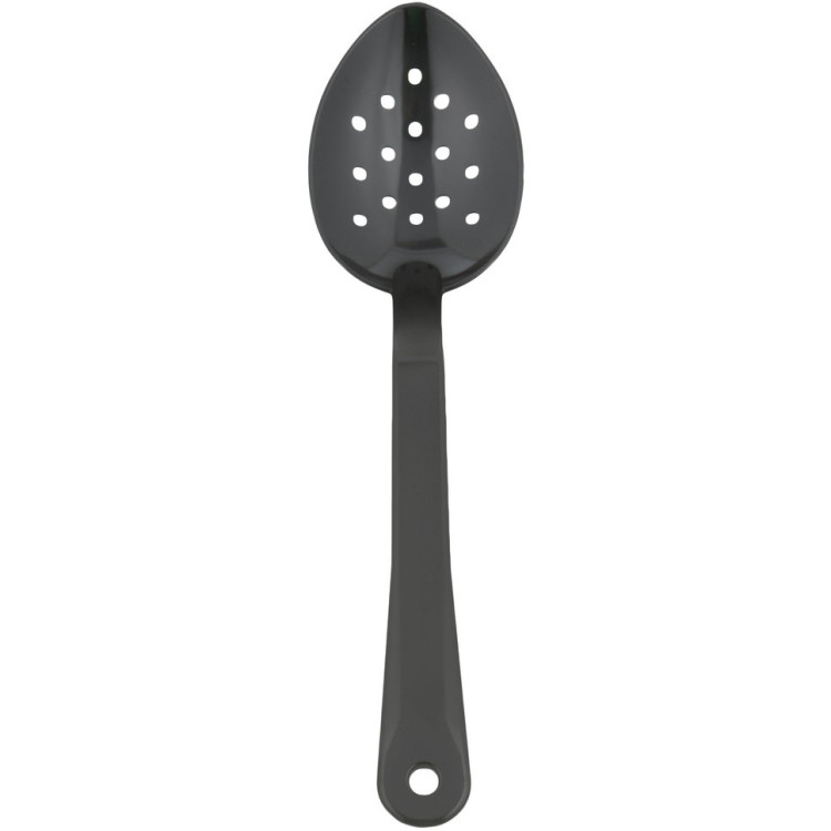 11" Buffet Catering Perforated Serving Spoon Black Polycarbonate- CESSPC11P
