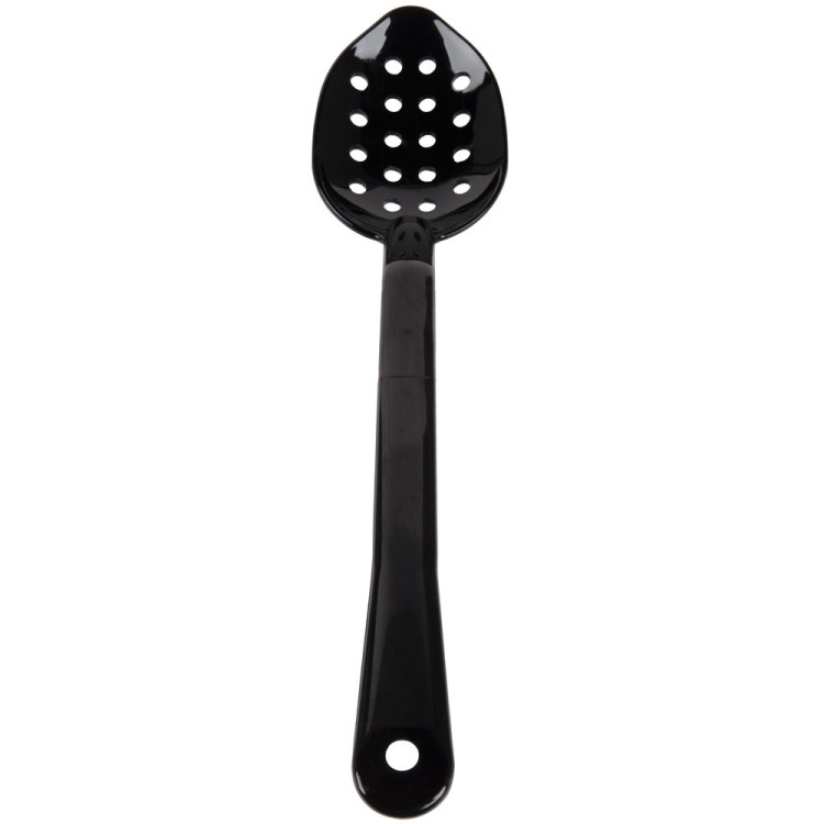 13" Buffet Catering Perforated Serving Spoon Black Polycarbonate- CESSPC13P