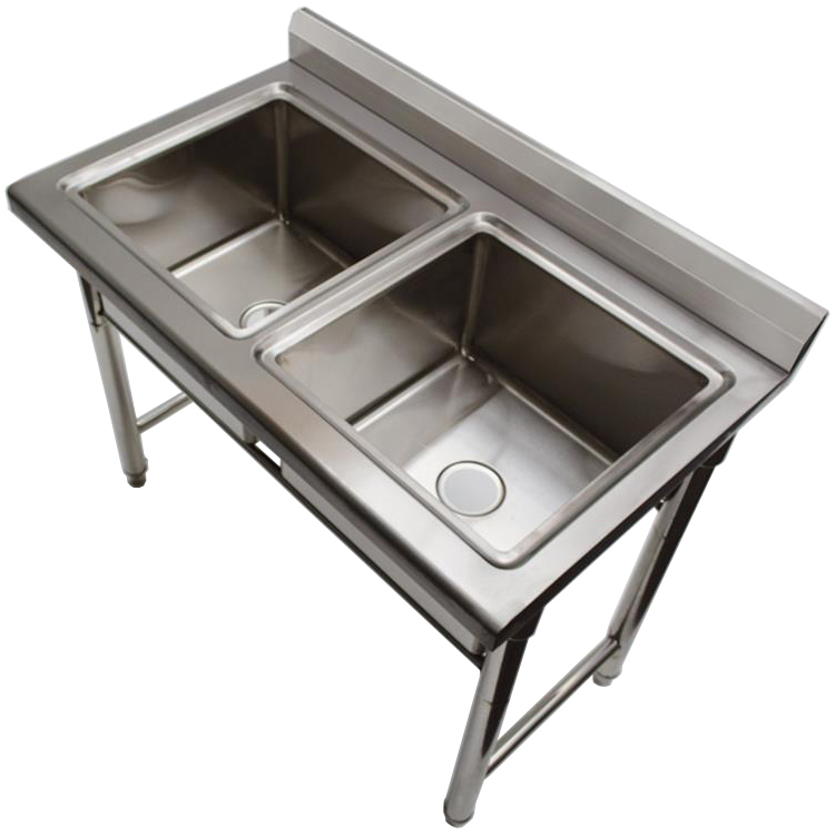 Commercial Sink Stainless steel 1100x600x900mm 2 bowls Splashback - CEST245A