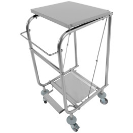 Commercial Stainless Steel Waste Bag Holder Trolley with Lid 580×470×960mm | CaterEq CESTBH03