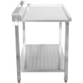 Unloading table Right side 600x650x850mm With bottom shelf With splashback Stainless steel - CESWB6065L