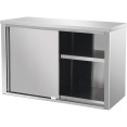 Wall cabinet Sliding doors Stainless steel Width 1800mm Depth 400mm - CEVWC184D