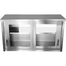 Commercial Wall Cabinet Cupboard Glass Doors Stainless Steel 1200x400x650mm | CaterEq CESWCGD120402