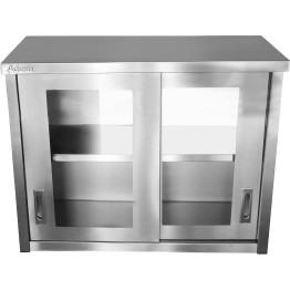 Commercial Wall Cabinet Cupboard Glass Doors Stainless Steel 1000x400x800mm | CaterEq CESWCGDHH100402