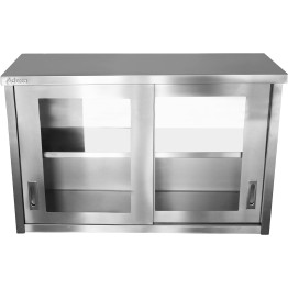 Commercial Wall Cabinet Cupboard Glass Doors Stainless Steel 1200x400x800mm | CaterEq CESWCGDHH120402