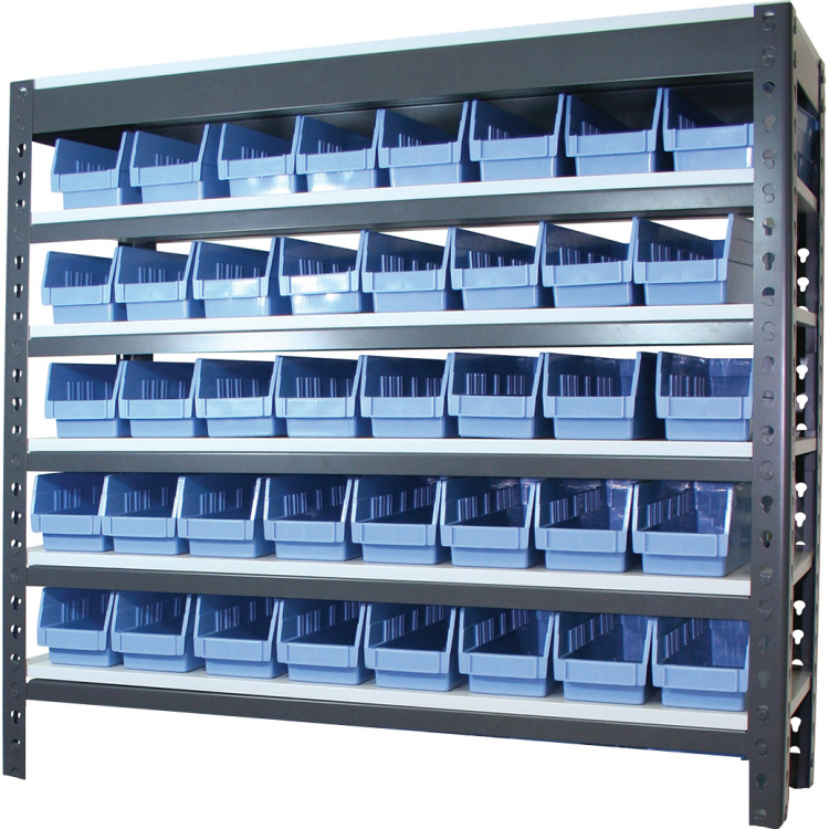 Commercial Heavy Duty Boltless Shelving Unit 6 Shelves 35 bins Melamine Shelves 900x300x915mm - CESY30906