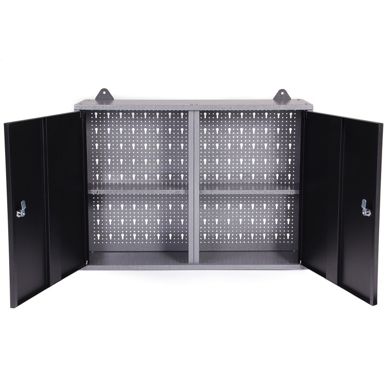 Professional Grey and Black Wall Mounted Double Door Tool Cabinet with Key 800x200x600mm - CETC002
