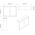 Professional Grey and Black Wall Mounted Double Door Tool Cabinet with Key 800x200x600mm - CETC002
