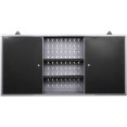 Professional Grey and Black Wall Mounted Double Door Tool Cabinet with Open Shelf/Rack and Key 1200x200x600mm - CETC003