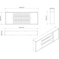 Professional Grey and Black Wall Mounted Double Door Tool Cabinet with Open Shelf/Rack and Key 1600x200x600mm - CETC003A