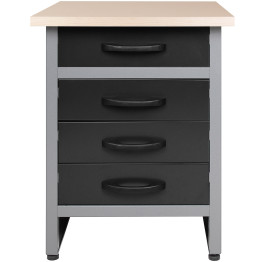 Professional Grey and Black Workshop Drawer Workbench with 30mm Wooden Desktop 600x600x850mm - CETC005
