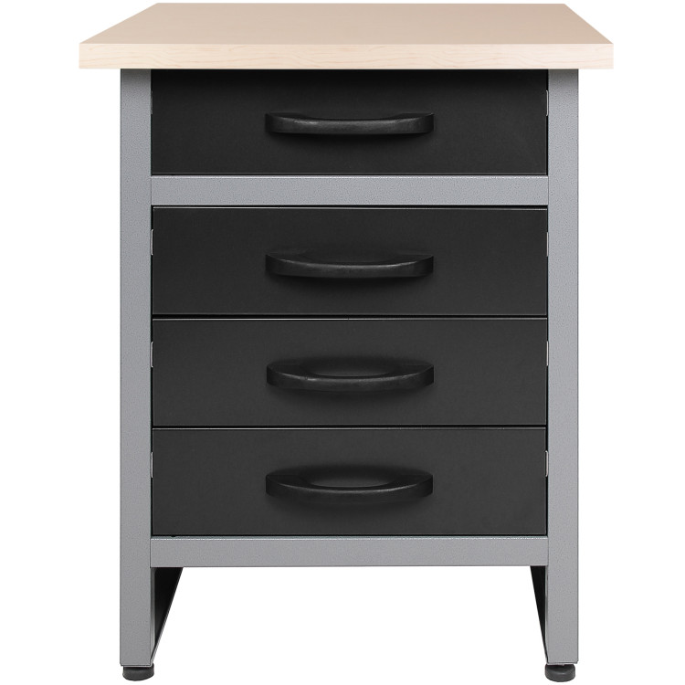 Professional Grey and Black Workshop Drawer Workbench with 30mm Wooden Desktop 600x600x850mm - CETC005