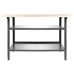 Professional Grey and Black Workshop 3 Layer Workbench with 30mm Wooden Desktop 1200x600x850mm - CETC006A