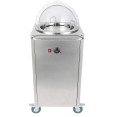 Heated Plate dispenser trolley Stainless steel 12''/300mm 50 plates with Rolltop Cover - CETDDS1C
