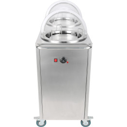 Heated Plate dispenser trolley Stainless steel 12''/300mm 2x50 plates with Rolltop Cover - CETDDS2C