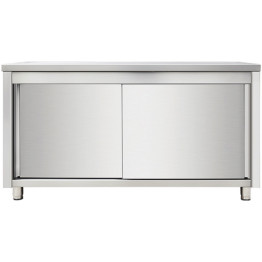 Commercial Worktop Floor Cupboard Sliding doors Stainless steel Width 1400mm Depth 700mm - CETHASR147