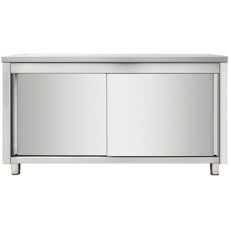 Commercial Worktop Floor Cupboard Sliding doors Stainless steel Width 1400mm Depth 700mm - CETHASR147
