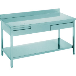 Professional Work table 2 drawers Stainless steel Bottom shelf Upstand 1200x600x900mm - CETHATS126A2D Professional Work table 2 drawers Stainless steel Bottom shelf Upstand 1200x600x900mm - CETHATS126A2D