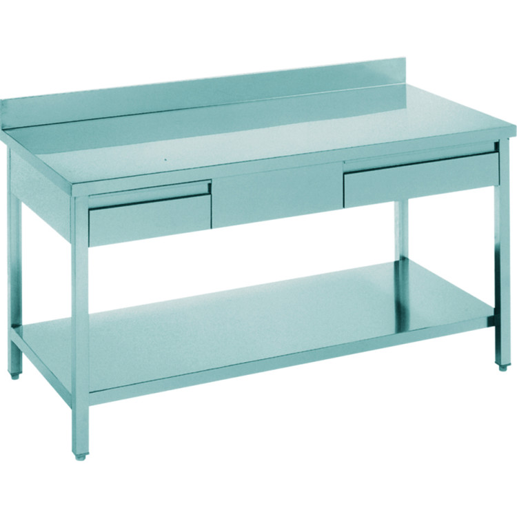 Professional Work table 2 drawers Stainless steel Bottom shelf Upstand 1200x600x900mm - CETHATS126A2D Professional Work table 2 drawers Stainless steel Bottom shelf Upstand 1200x600x900mm - CETHATS126A2D