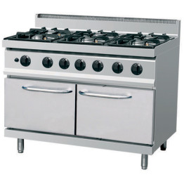 Professional Gas cooker on Cabinet base 6 burners 30kW - CETHG7F6PW
