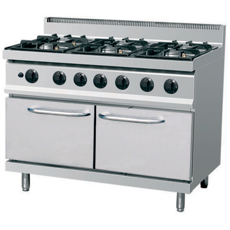 Professional Gas cooker on Cabinet base 6 burners 30kW - CETHG7F6PW