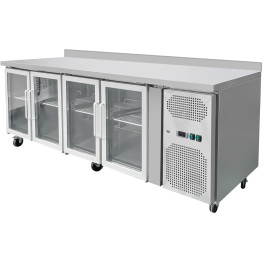 Commercial Refrigerated Counter with Upstand 4 glass doors Depth 600mm - CETHP4200TNG