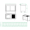 Commercial Sink with Cupboard Stainless steel 1 bowl Right Splashback Width 1000mm Depth 700mm - CEVSC107RBS