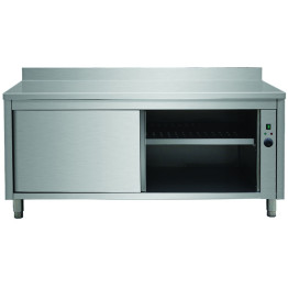 Professional Heated Cupboard Stainless steel Sliding doors Rear upstand Width 1400mm Depth 600mm - CETHWSR146A