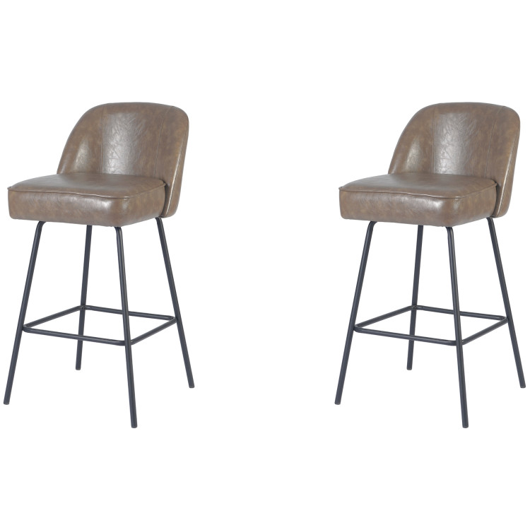 Taupe Upholstered Bar Stool with Black Metal Frame 475×595×960mm | CaterEq CETJG205