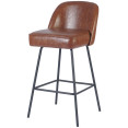 Brown Upholstered Bar Stool with Black Metal Frame 475×595×960mm | CaterEq CETJG206