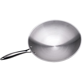 Professional Wok Pan Round bottom Stainless steel 13.5''/340mm - CESP13410
