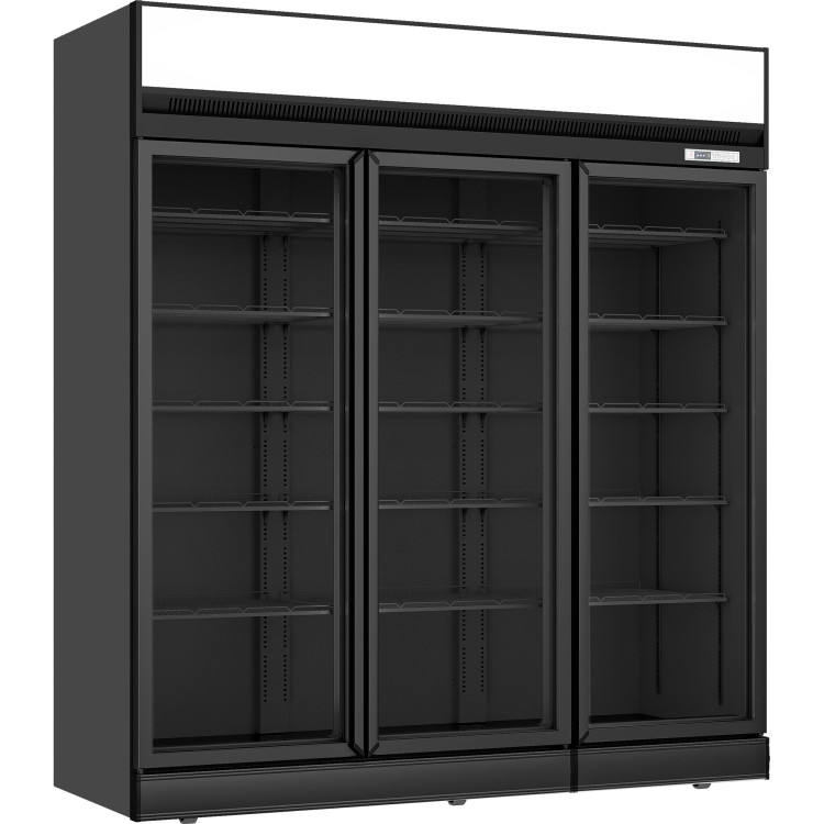 Commercial Display cooler 1886 litres Triple hinged doors Top mount Black - CETR202BLACK