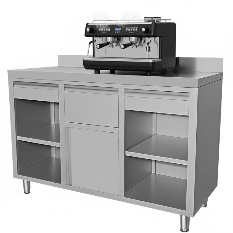 B GRADE Commercial Stainless Steel Tall Coffee Station Table with Drawers 1500×600×1150mm | CaterEq VC156FBU B GRADE 