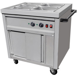 Mobile Bain Marie top Hot Cupboard 750mm with 5 GN pans | CaterEq CEVMGN2AS