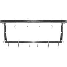 Commercial U-Style Wall Mounted Double Line Pot Rack with 12 Hooks Stainless Steel 900x300x300mm - CEVMR0930U