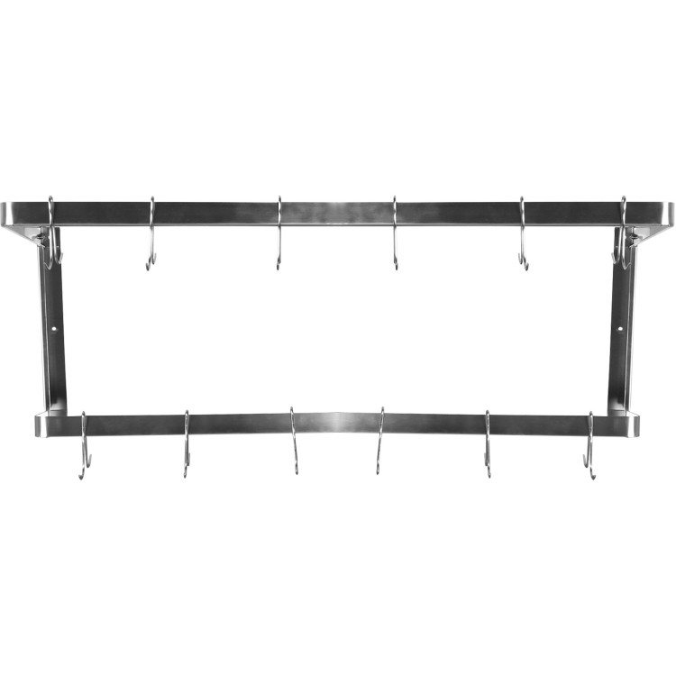 Commercial U-Style Wall Mounted Double Line Pot Rack with 12 Hooks Stainless Steel 900x300x300mm - CEVMR0930U