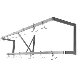 Commercial U-Style Wall Mounted Double Line Pot Rack with 12 Hooks Stainless Steel 1200x300x300mm - CEVMR1230U