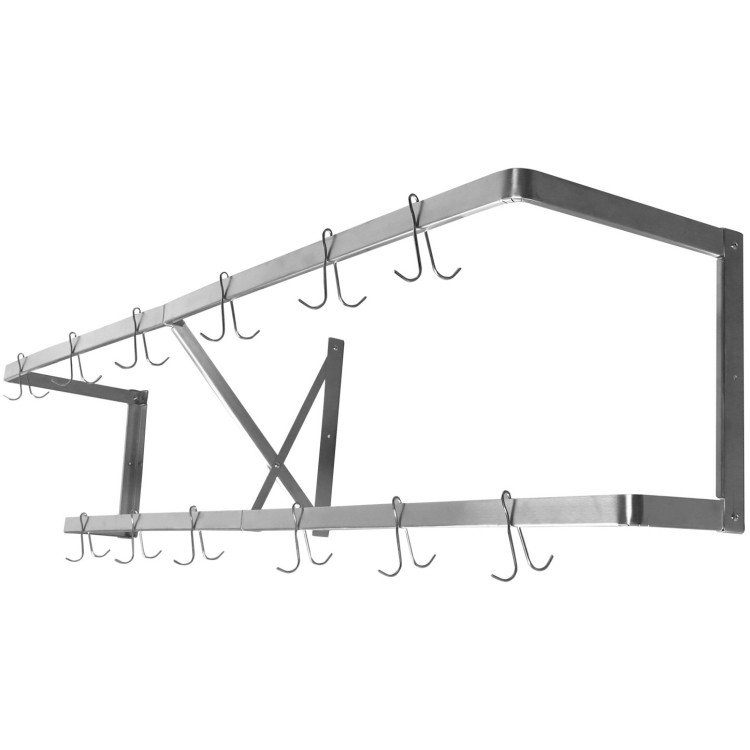 Commercial U-Style Wall Mounted Double Line Pot Rack with 12 Hooks Stainless Steel 1200x300x300mm - CEVMR1230U