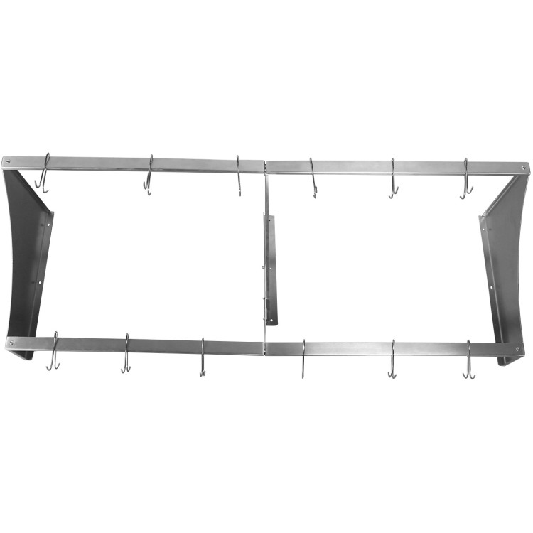 Commercial Wall Mounted Double Line Pot Rack with 12 Hooks Stainless Steel 1200x300x300mm - CEVMR1230