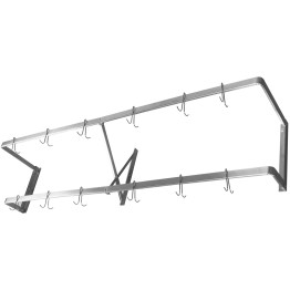Commercial U-Style Wall Mounted Double Line Pot Rack with 12 Hooks Stainless Steel 1500x300x300mm - CEVMR1530U