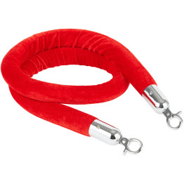 Red Velvet Stanchion Rope with Silver ends 1.5m - CEVR01RS