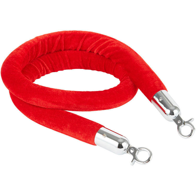 Red Velvet Stanchion Rope with Silver ends 1.5m - CEVR01RS