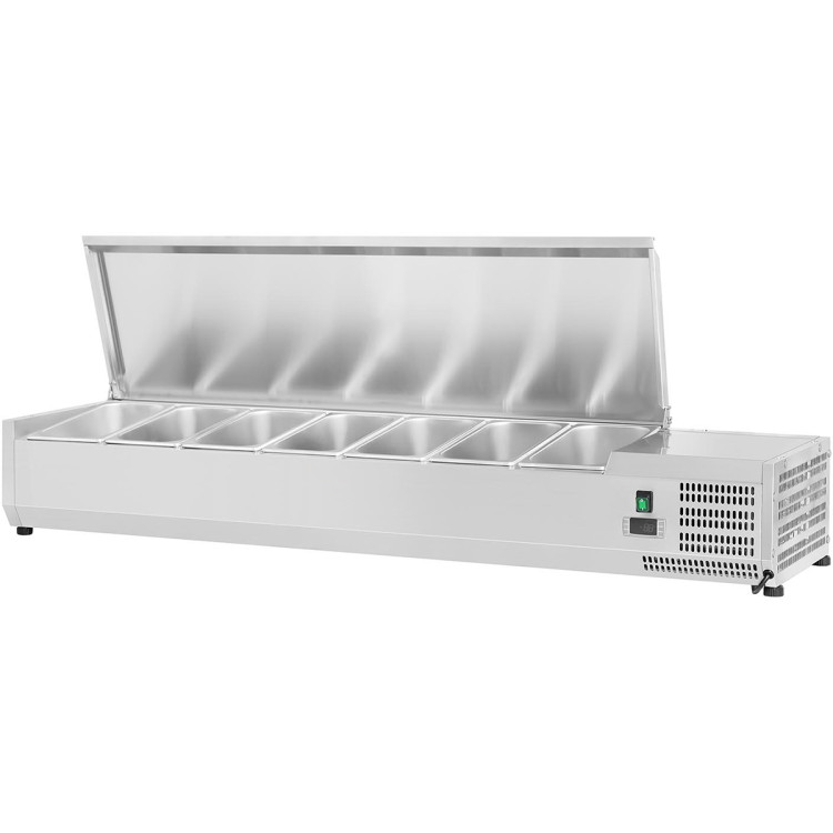 Refrigerated Servery Prep Top 1600mm 7xGN1/4 Depth 330mm Stainless steel lid - CEEA16