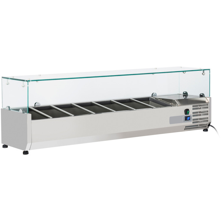 Refrigerated Servery Prep Top 1600mm 7xGN1/3 Glass cover - CEGT516
