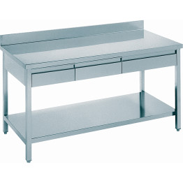 B GRADE Professional Work table 3 drawers Stainless steel Bottom shelf Upstand 1600x600x850mm - VT166A3D B GRADE B GRADE Professional Work table 3 drawers Stainless steel Bottom shelf Upstand 1600x600x850mm - VT166A3D B GRADE