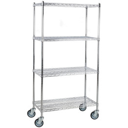 Professional Wire Shelving Unit 4 tier Grey Mobile 560x350x1200mm - CEW4T