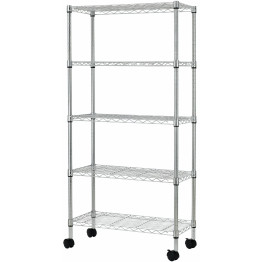 Professional Wire Shelving Unit 5 tier Grey Mobile 560x350x1600mm - CEW5T