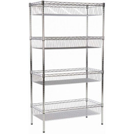 Commercial Wire basket Shelving unit 4 tier 400kg 900x450x1800mm Chrome wire - CEWBA9045180A4C